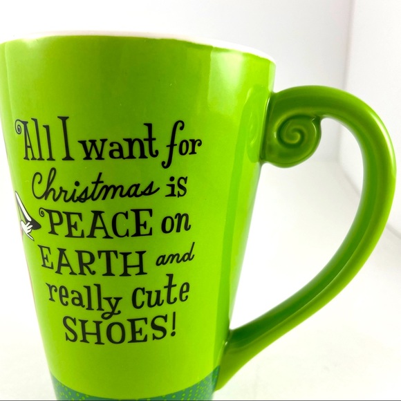 Christmas Coffee Mug All I want for Christmas is Peace on Earth Really Cute Shoe - Picture 3 of 8